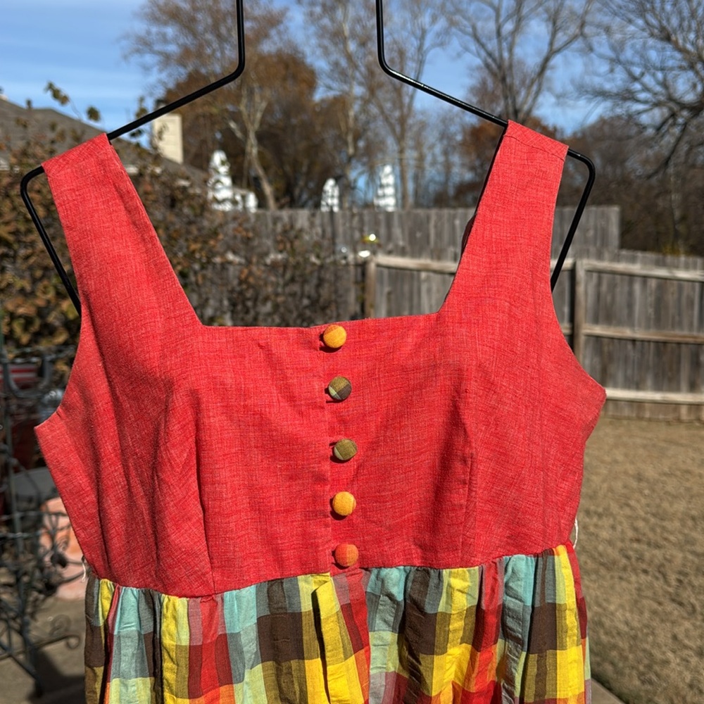 Vintage 1970s Hawaiian Surf Cotton plaid sundress